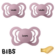 BIBS Couture Sutter med navn, 3 Heater Anatomisk Latex Str.2, Pakke med 3 sutter